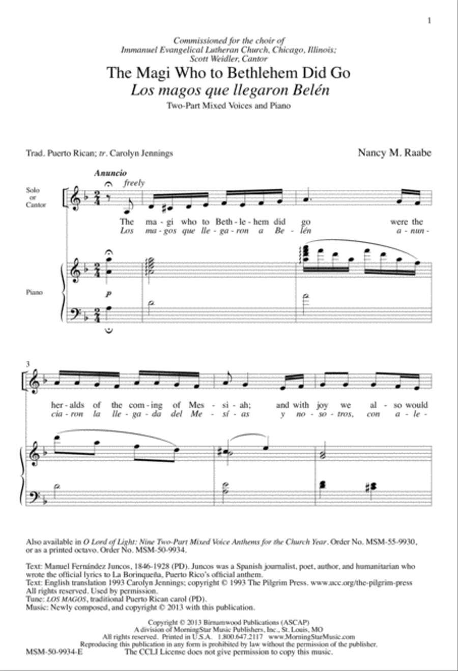 The Magi Who to Bethlehem Did Go (Los magos que llegaron Belén) 2-Part scores gallery preview page 2