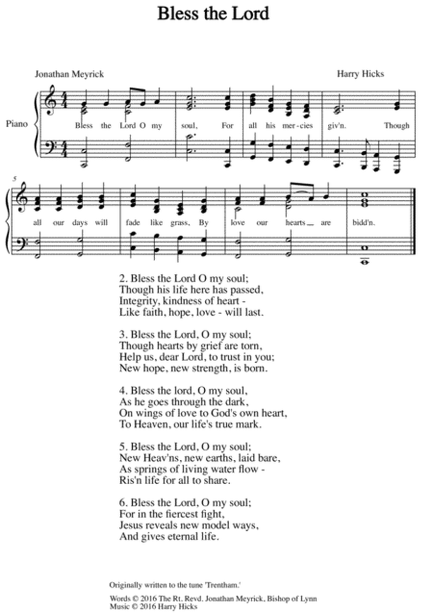 Bless the Lord. A brand new hymn!