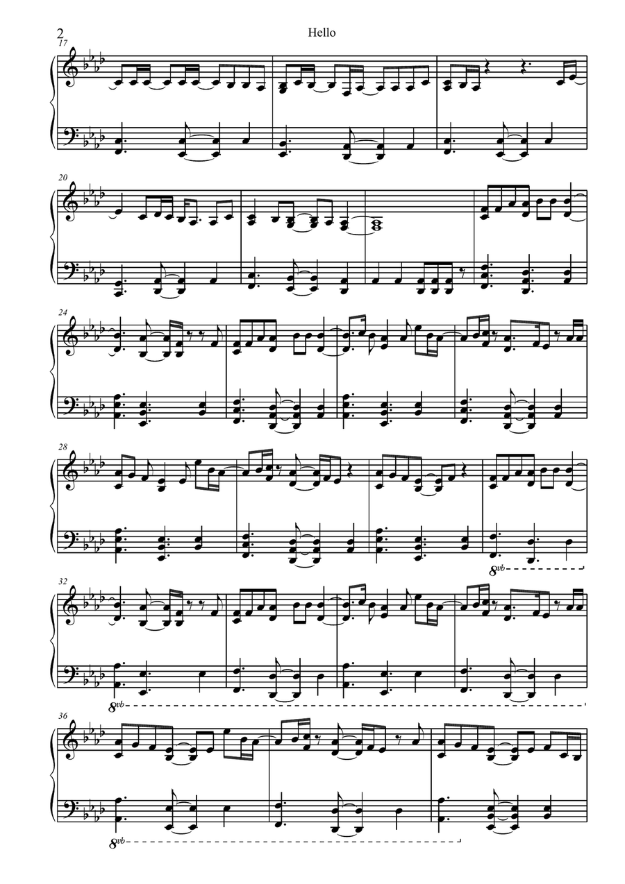 Hello Piano Solo scores gallery preview page 2
