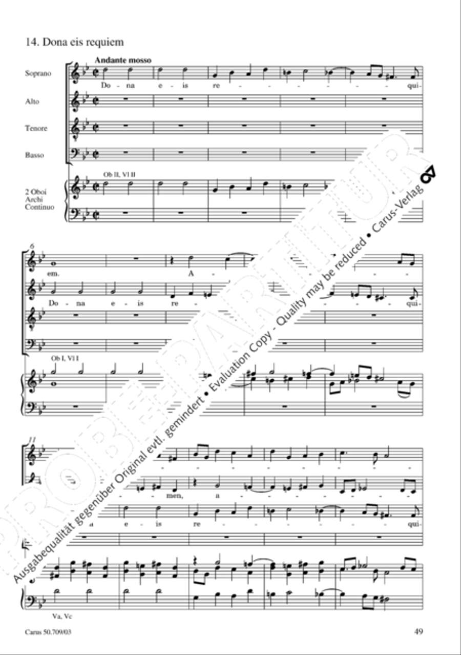 Requiem in E flat major 4-Part scores gallery preview page 50