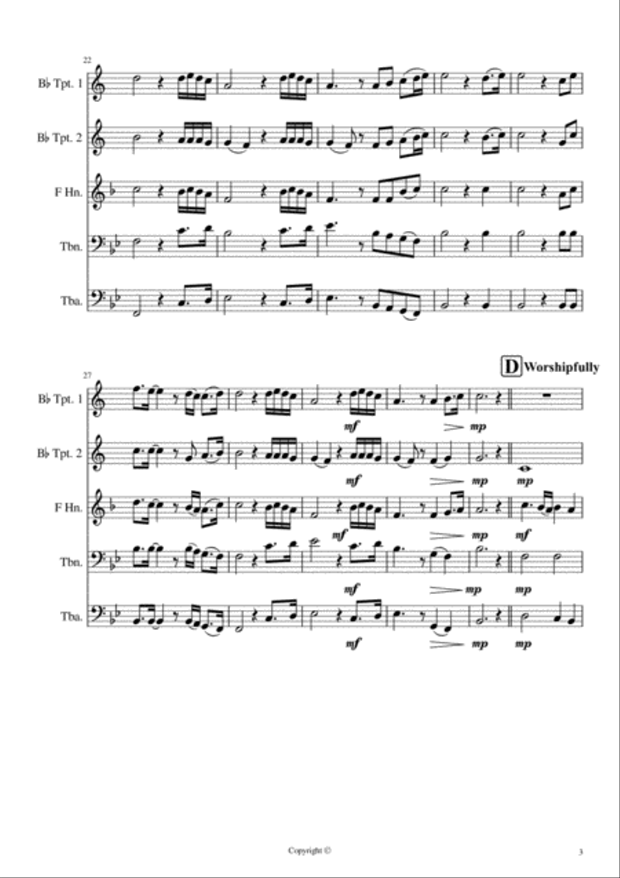 Agnus Dei Agnus Dei Brass Ensemble scores gallery preview page 3