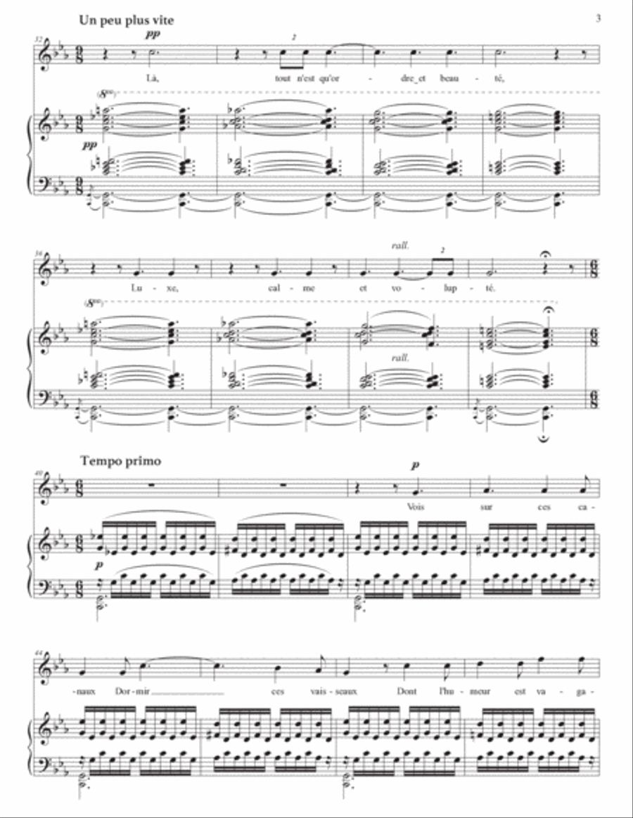 DUPARC: L'invitation au Voyage (transposed to C minor) Voice scores gallery preview page 4