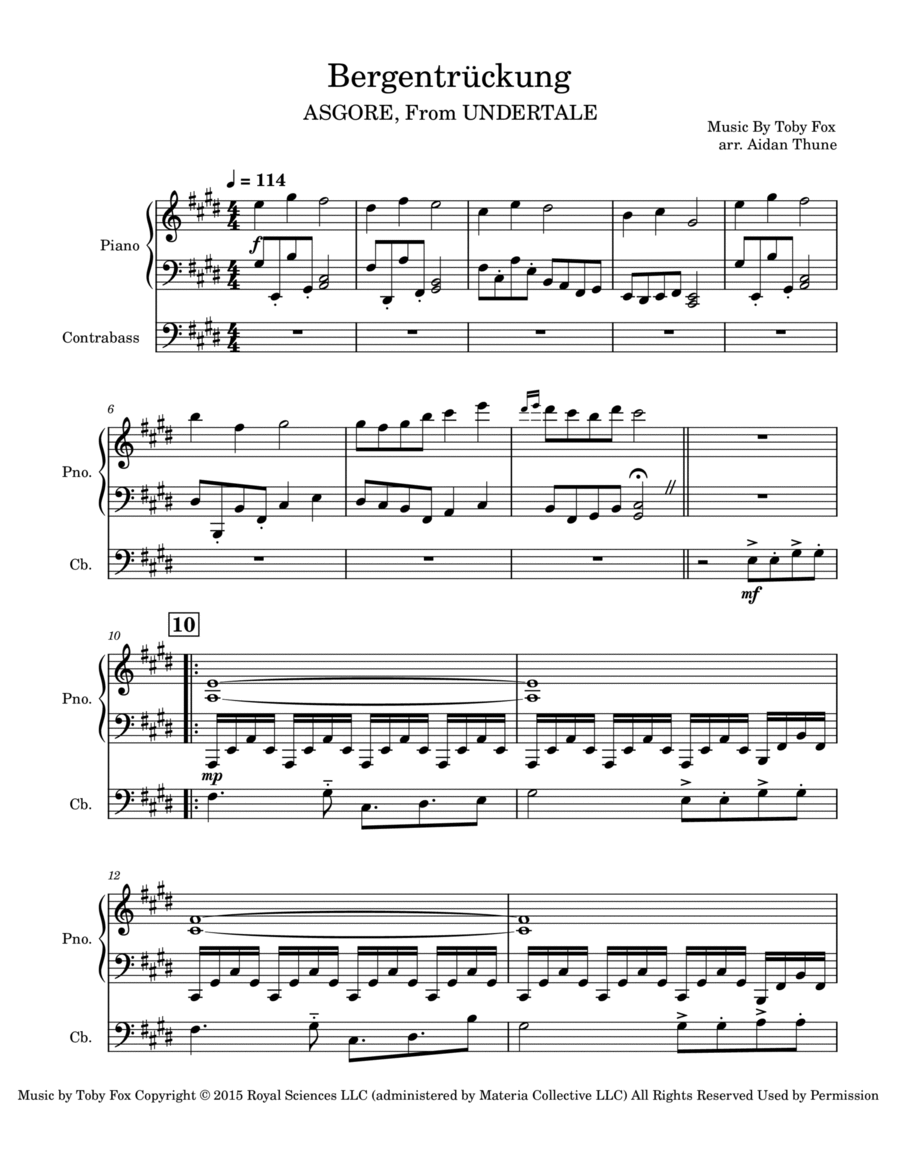 Bergentrückung Double Bass scores gallery preview page 1