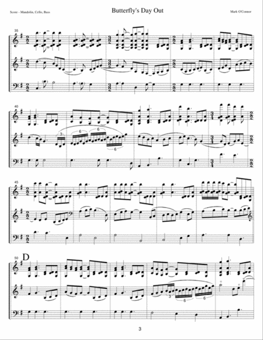 Butterfly's Day Out (score - mandolin/misc. instr., cel, bs) String Trio scores gallery preview page 6