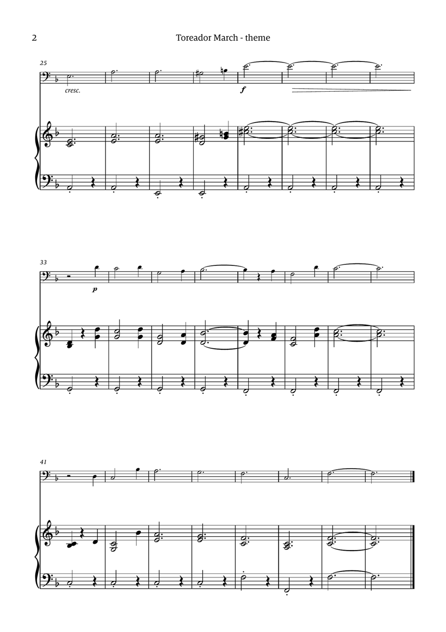 Toreador March (from the opera Carmen) - easy version Chamber Music scores gallery preview page 2