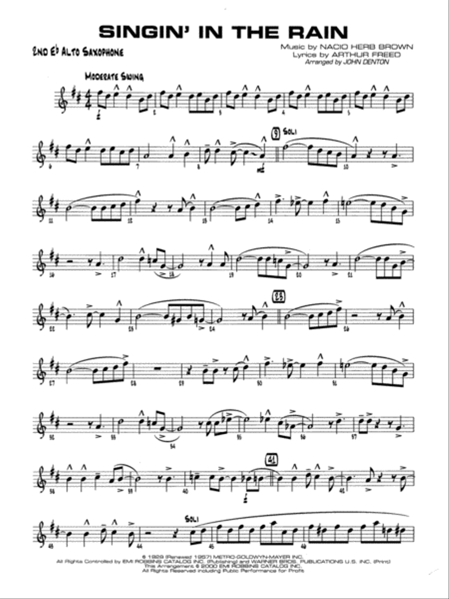 Singin' in the Rain: 2nd E-flat Alto Saxophone Jazz Ensemble scores gallery preview page 1