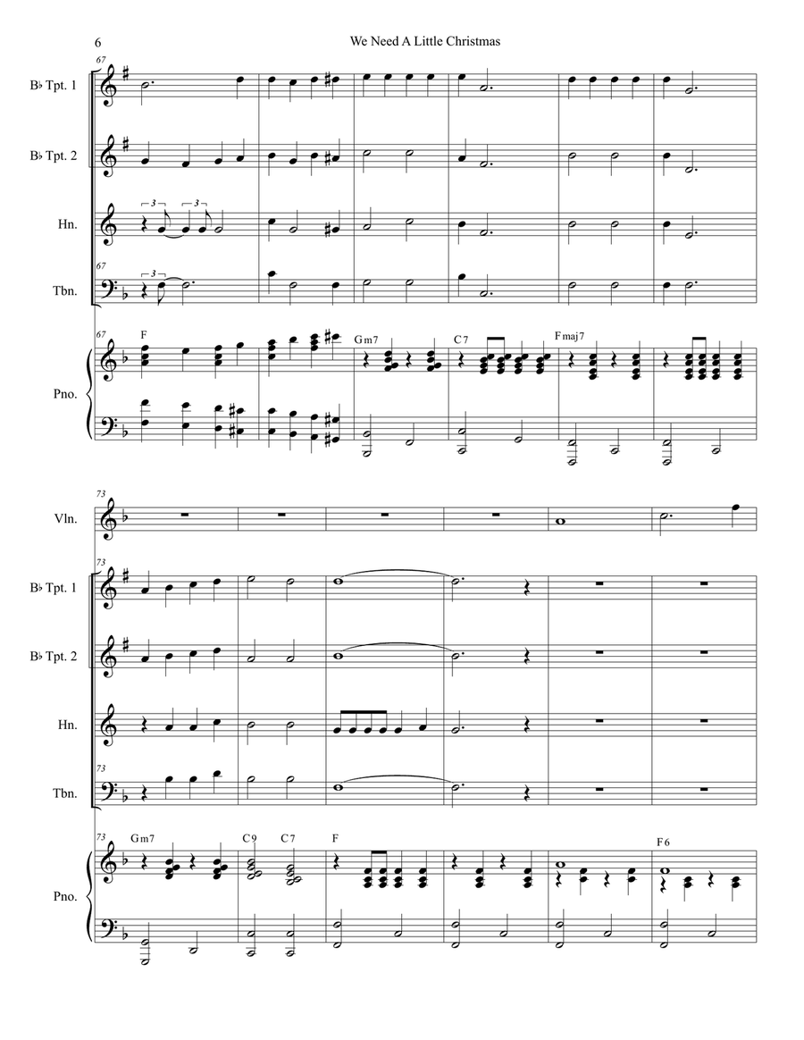 We Need A Little Christmas Brass Quartet scores gallery preview page 6