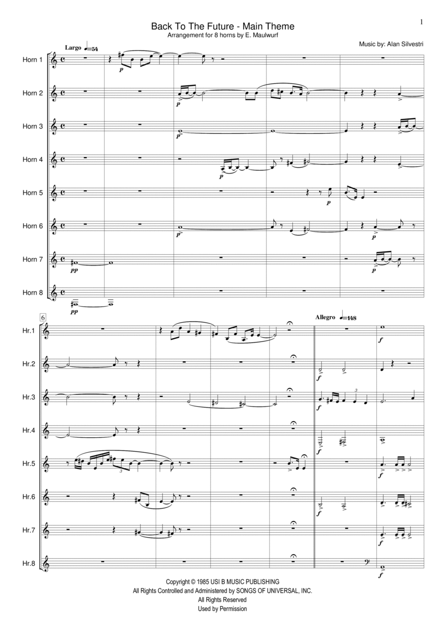 Back To The Future Horn scores gallery preview page 1