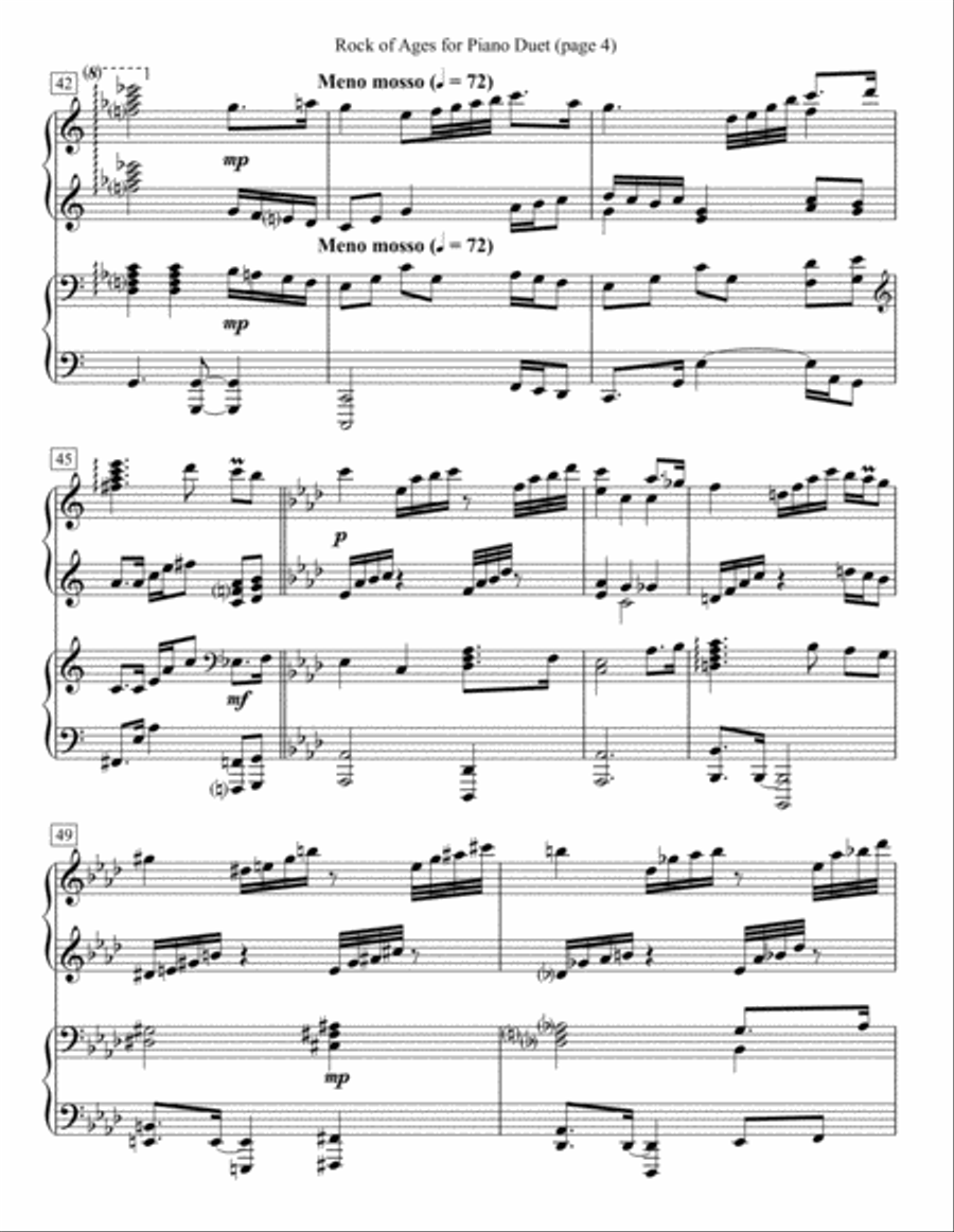 Rock of Ages for Piano Duet 1 Piano, 4-Hands scores gallery preview page 4