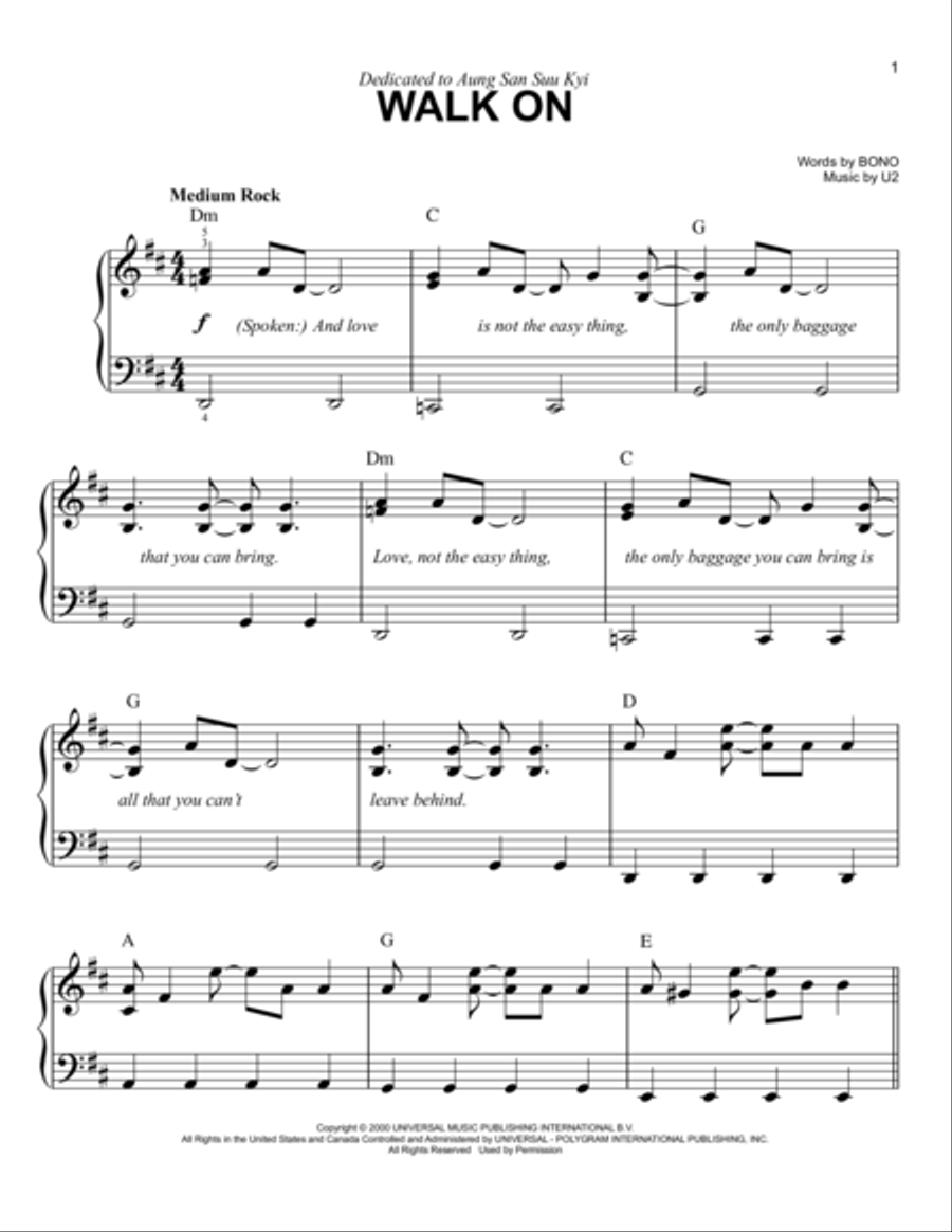 Walk On Walk On Voice scores gallery preview page 1