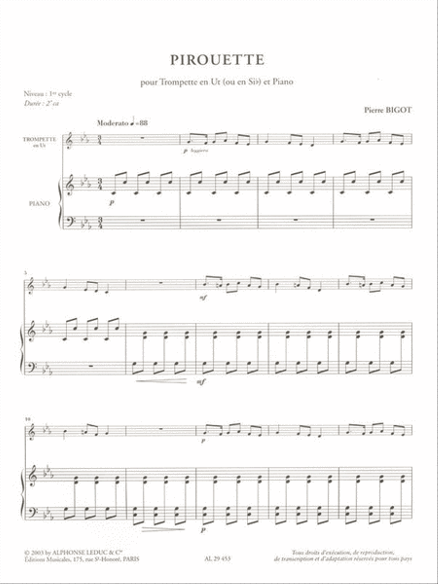 Pirouette Cycle 1 (trompette En Ut Et Sib)