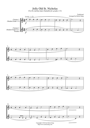 Jolly Old St. Nicholas (for Eb-Clarinet duet, suitable for grades 1-5)