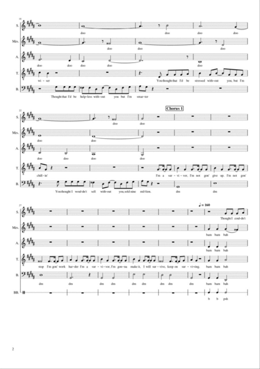 Survivor A Cappella scores gallery preview page 2