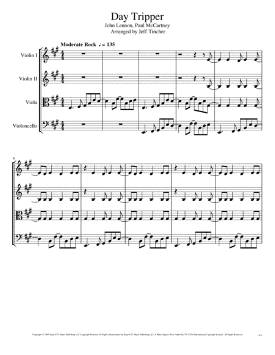 Day Tripper String Quartet scores gallery preview page 2