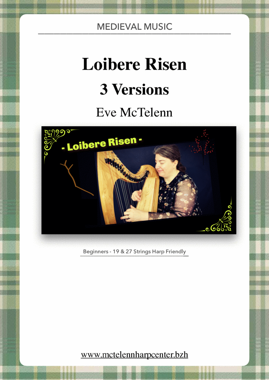 Loibere Risen - Medieval Tune - 3 Harp Version - beginner 19 & 27 String Harp | McTe Celtic Harp scores gallery preview page 1
