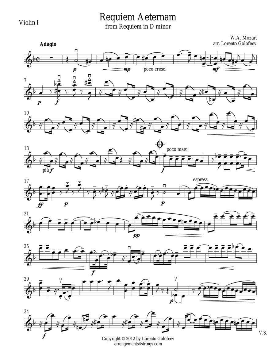 Requiem Aeternam String Quartet scores gallery preview page 1
