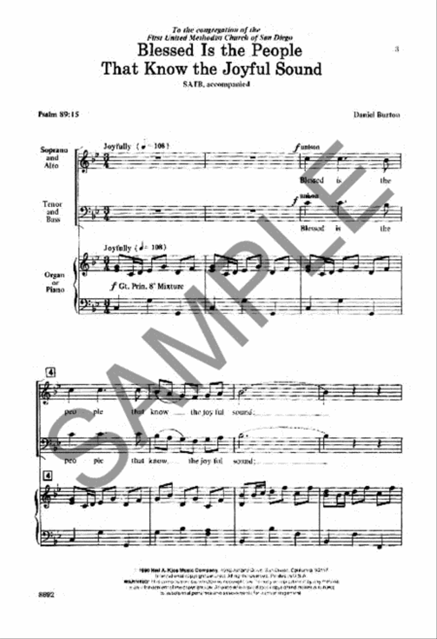 Blessed is the People That Know the Joyful Sound 4-Part scores gallery preview page 2