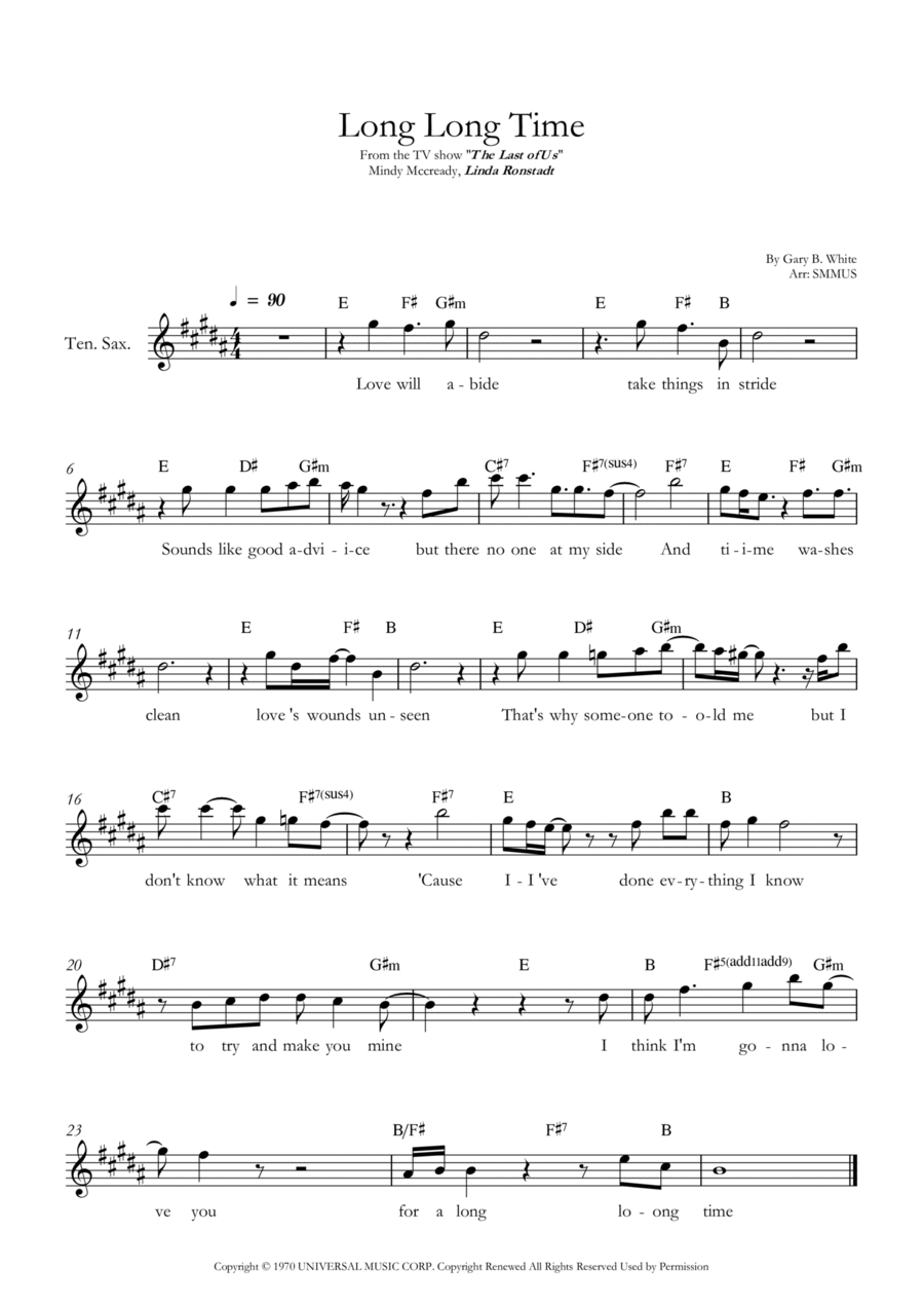 Long Long Time Tenor Saxophone scores gallery preview page 1