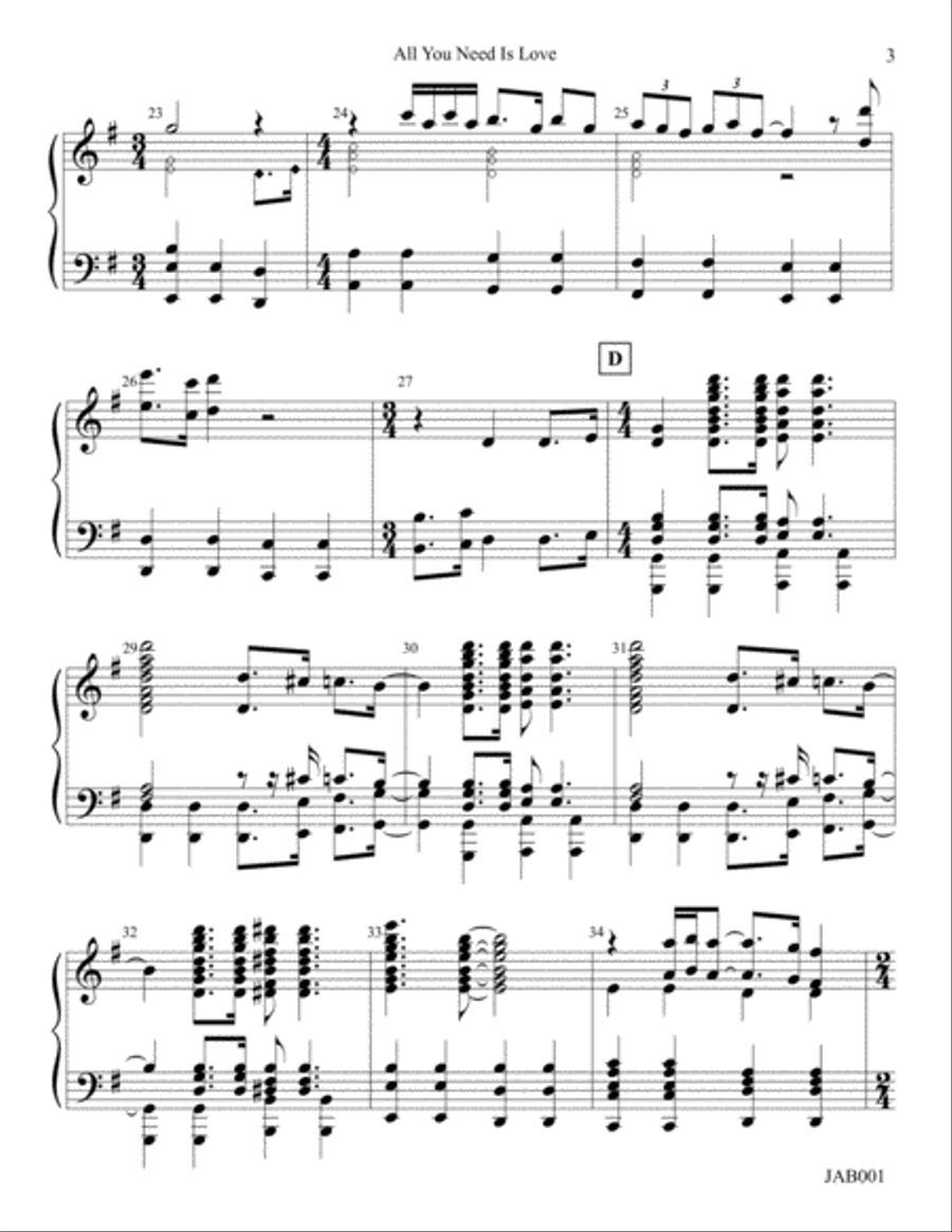 All You Need Is Love Handbell Choir scores gallery preview page 3