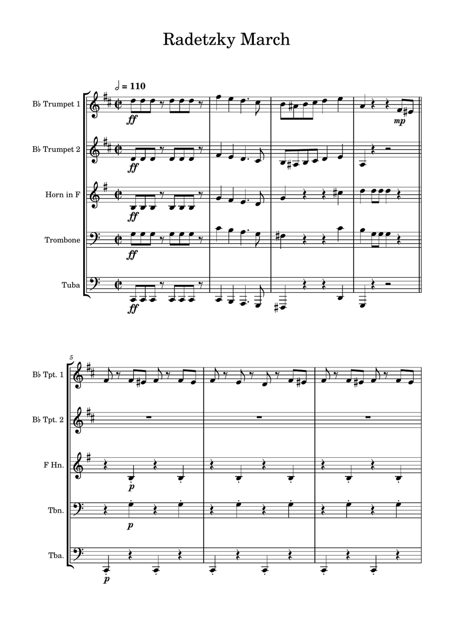 Radetzky March - Brass Quintet Brass Quintet scores gallery preview page 1