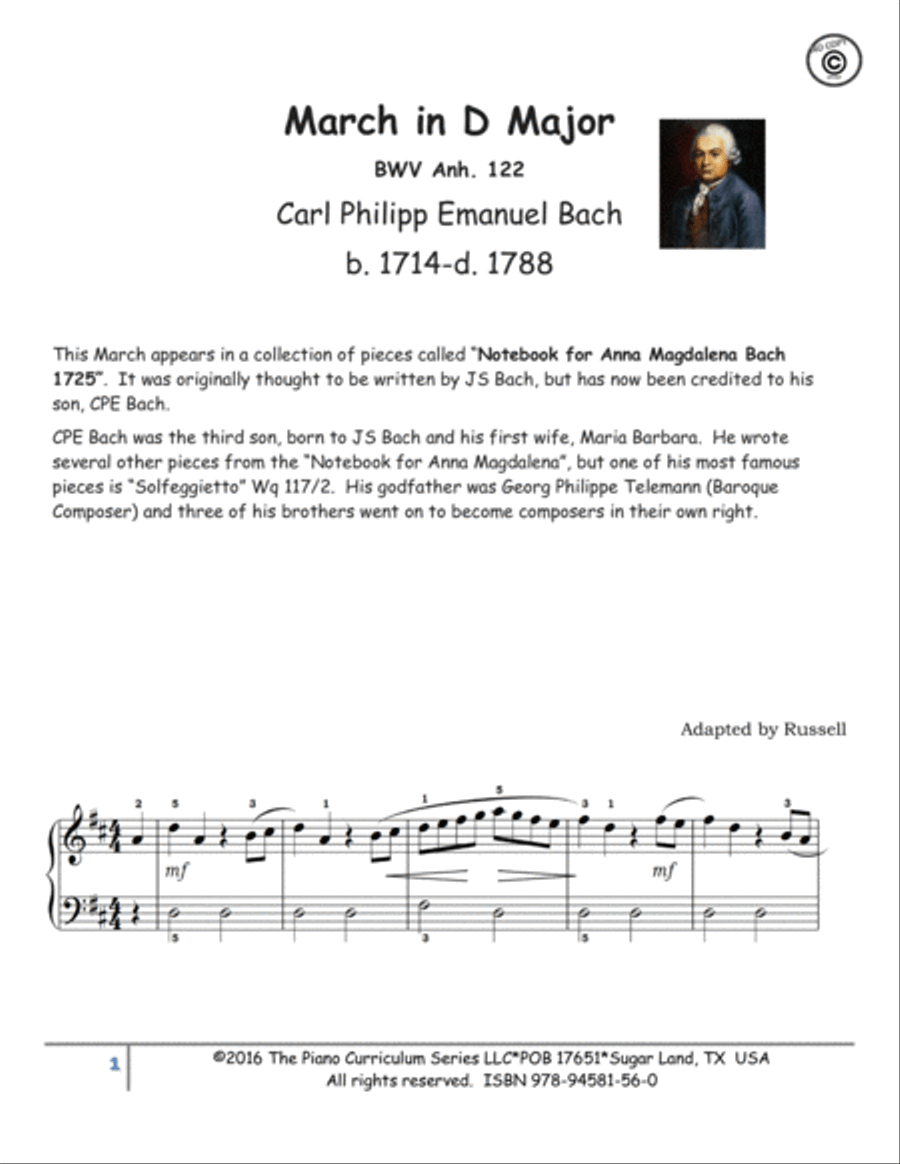 March in D Major, BWV Anh, 122 Piano Solo scores gallery preview page 2