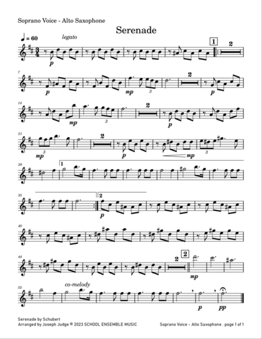 Serenade by Schubert for Saxophone Quartet in Schools Saxophone Quartet scores gallery preview page 5