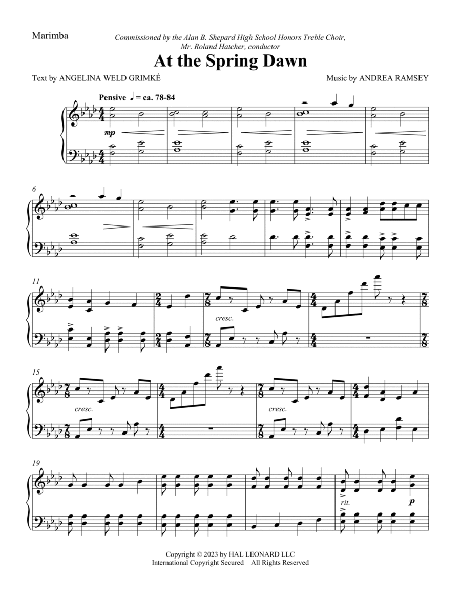 At The Spring Dawn - Marimba Choir scores gallery preview page 1