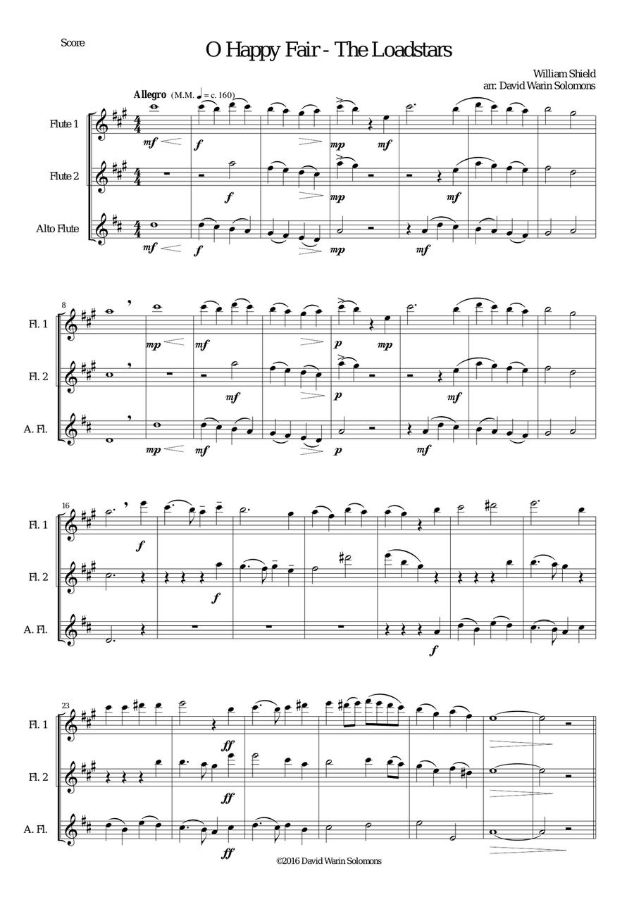O happy fair - The Loadstars for flute trio Flute Trio scores gallery preview page 1