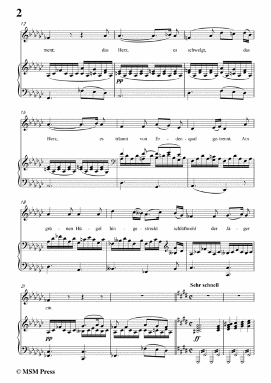 Schubert-Abendlied der Fürstin,in G flat Major,for Voice and Piano Voice Solo scores gallery preview page 4