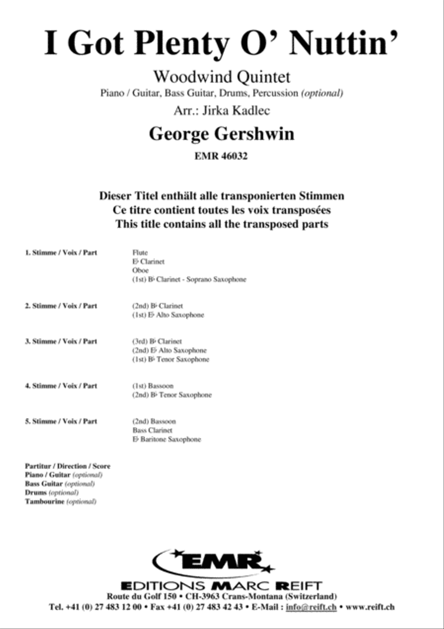 I Got Plenty O' Nuttin' Woodwind Quintet scores gallery preview page 2