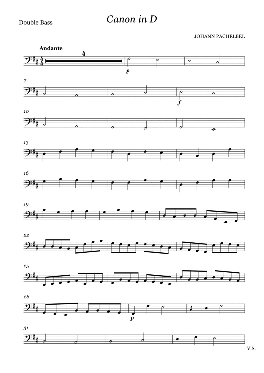 Canon in D for Double Bass Double Bass scores gallery preview page 1