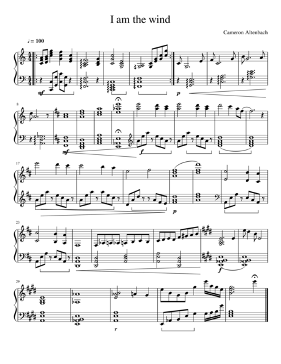 I am the wind I am the wind Piano Solo scores gallery preview page 1