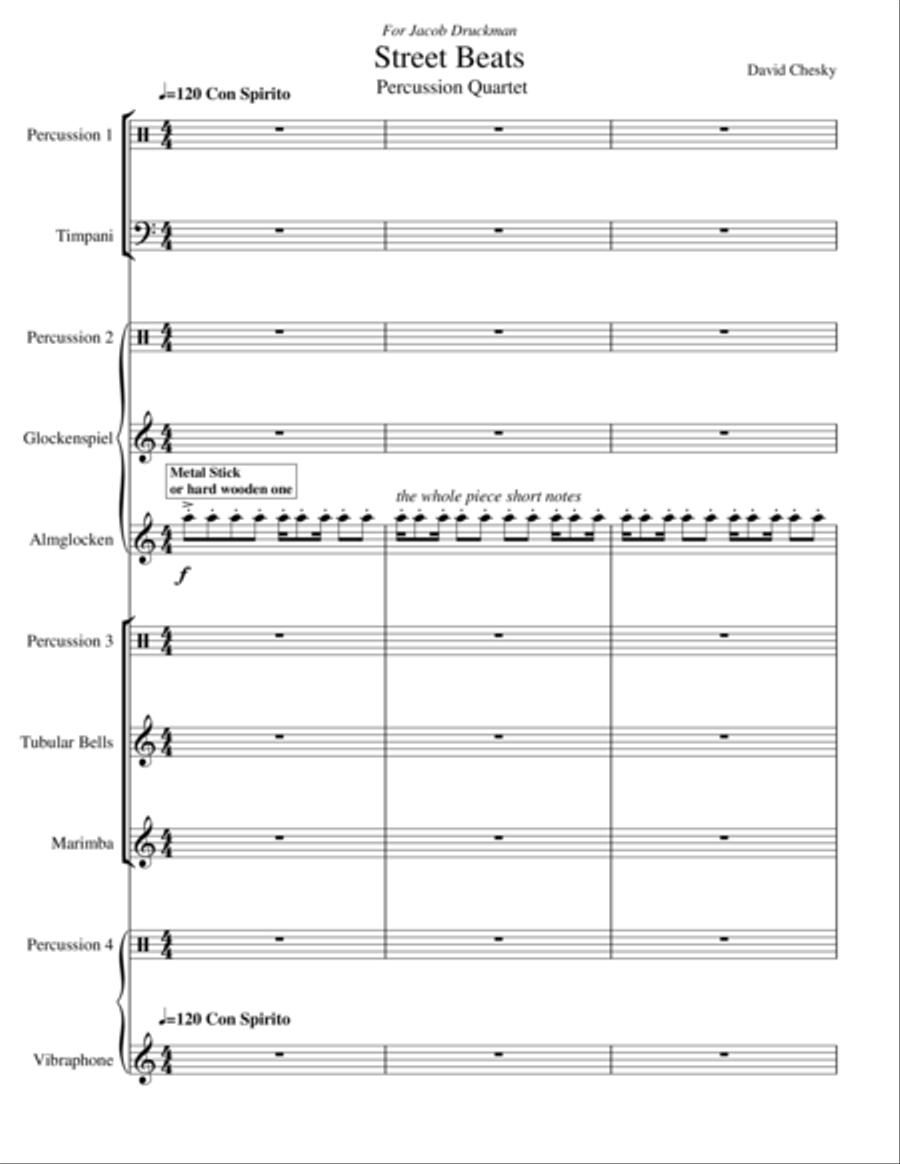 Street Beats for Percussion Quartet Percussion Ensemble scores gallery preview page 1