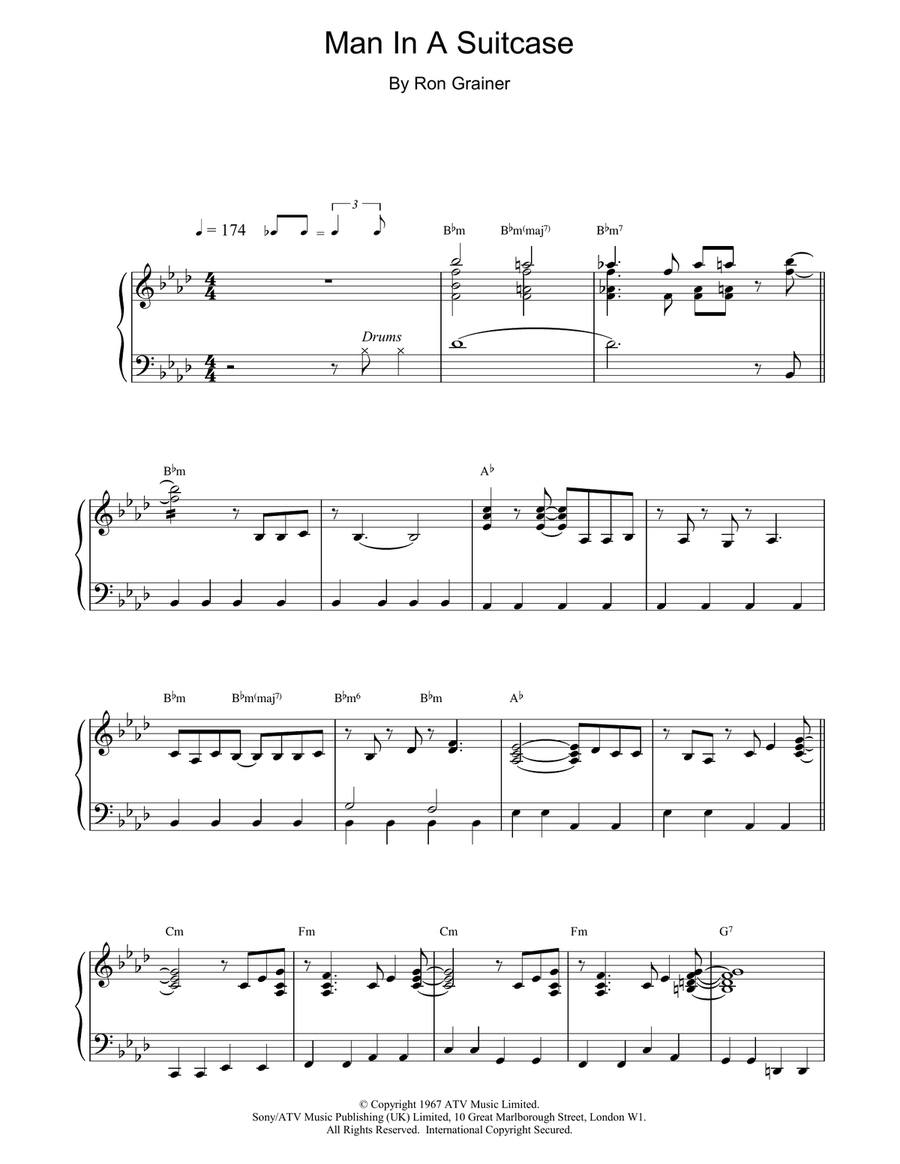 Man In A Suitcase Piano Solo scores gallery preview page 1