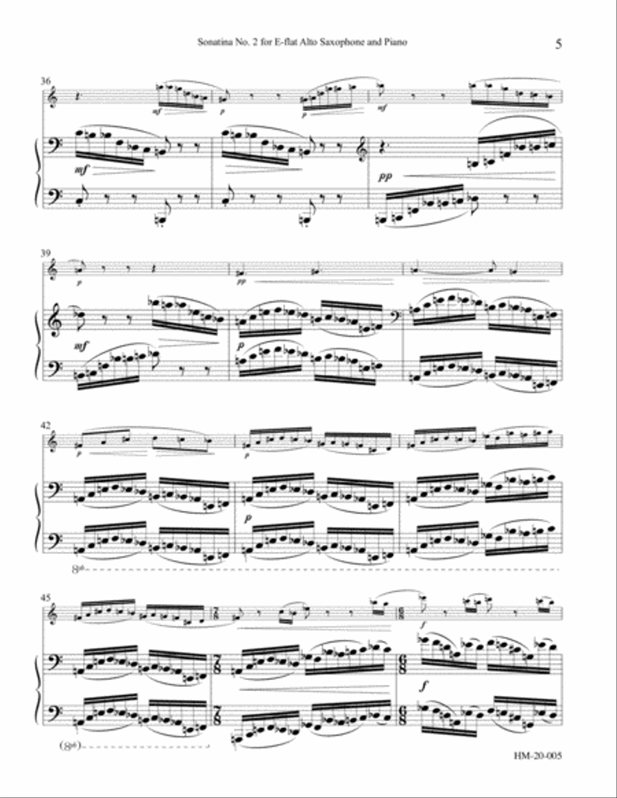 Sonatina No. 2 for Alto Saxophone and Piano Alto Saxophone scores gallery preview page 5