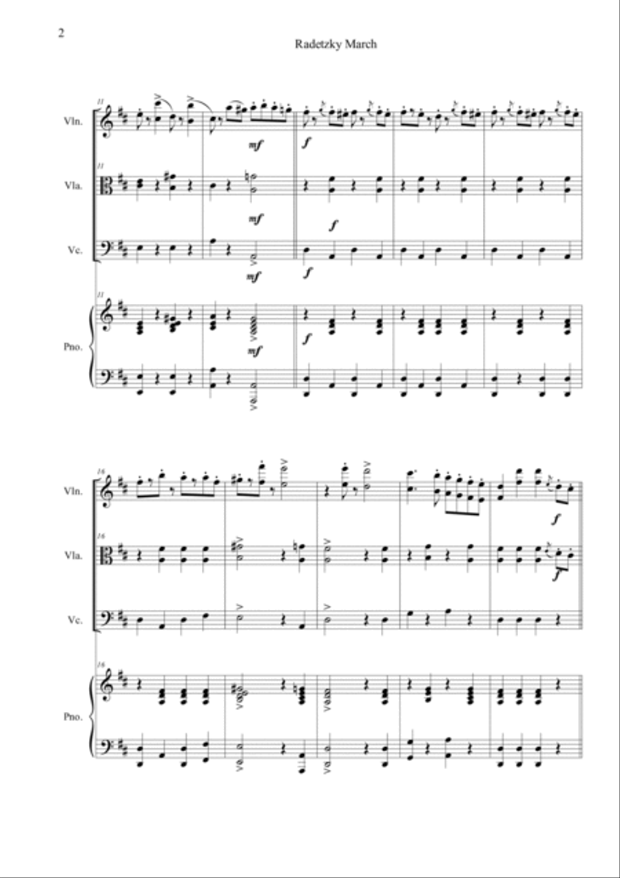 Radetzky Marsch Piano Quartet scores gallery preview page 2