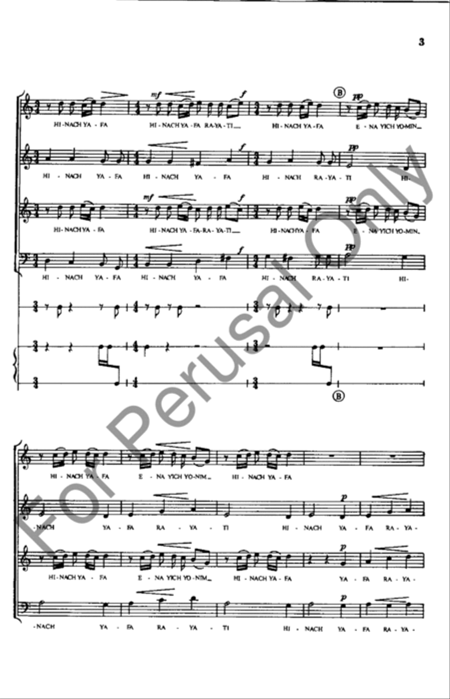 Hinach Yafa Hinach Yafa 4-Part scores gallery preview page 3