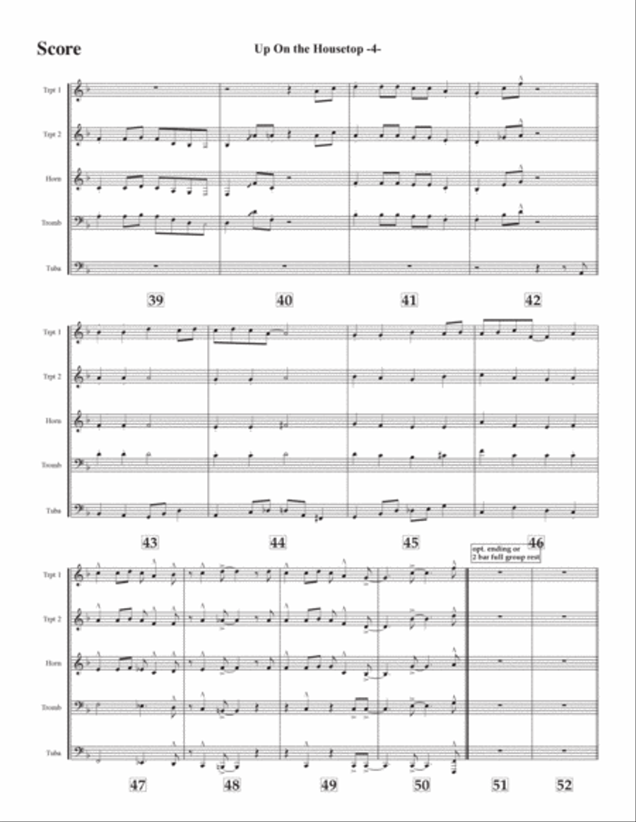 Up On the Housetop for brass quintet Brass Quintet scores gallery preview page 4