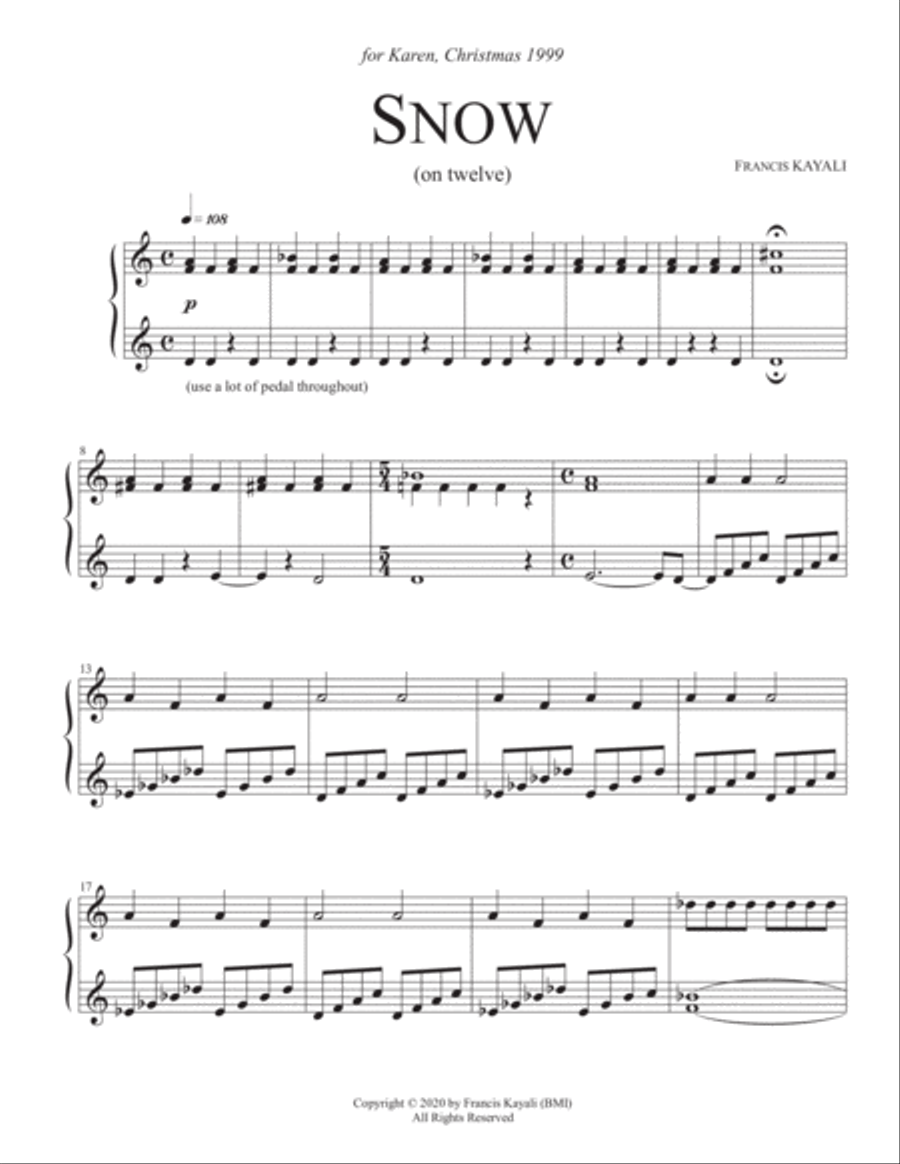 Snow - Piano Solo Piano Method scores gallery preview page 1