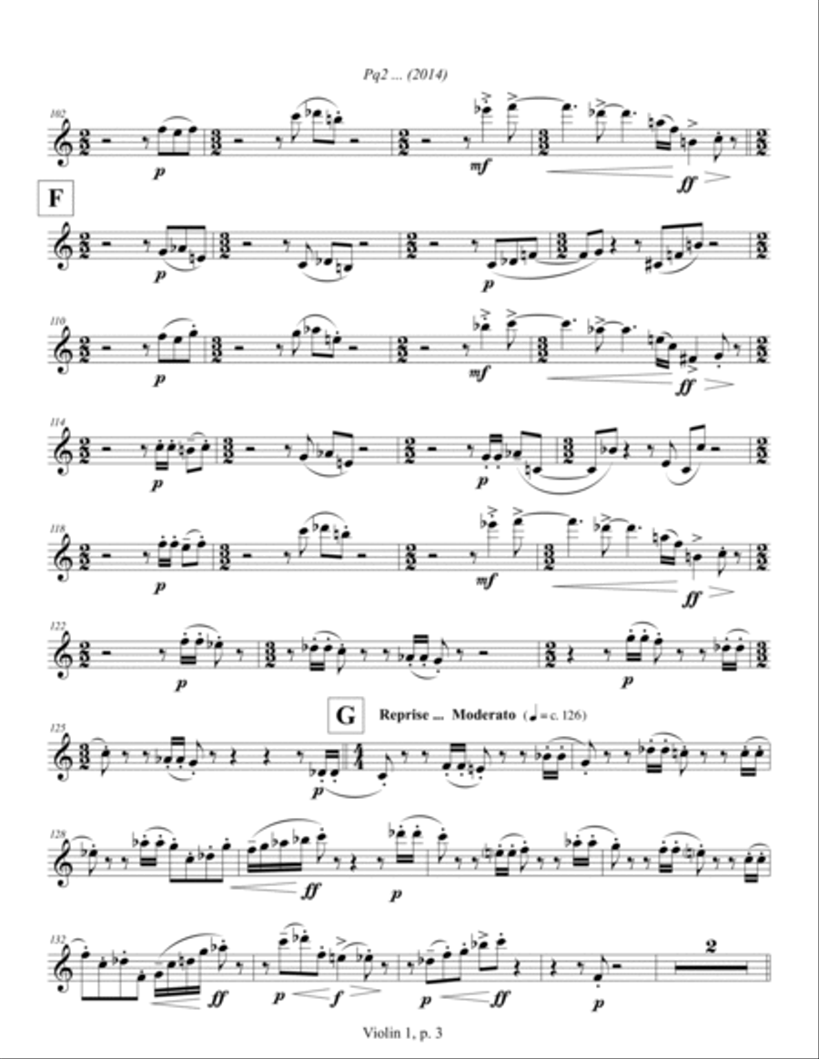 Pq2 ... (2014) for piano and string quartet, violin 1 part Piano Quintet scores gallery preview page 3