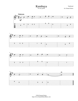 Book cover for Kumbaya - for easy guitar with TAB