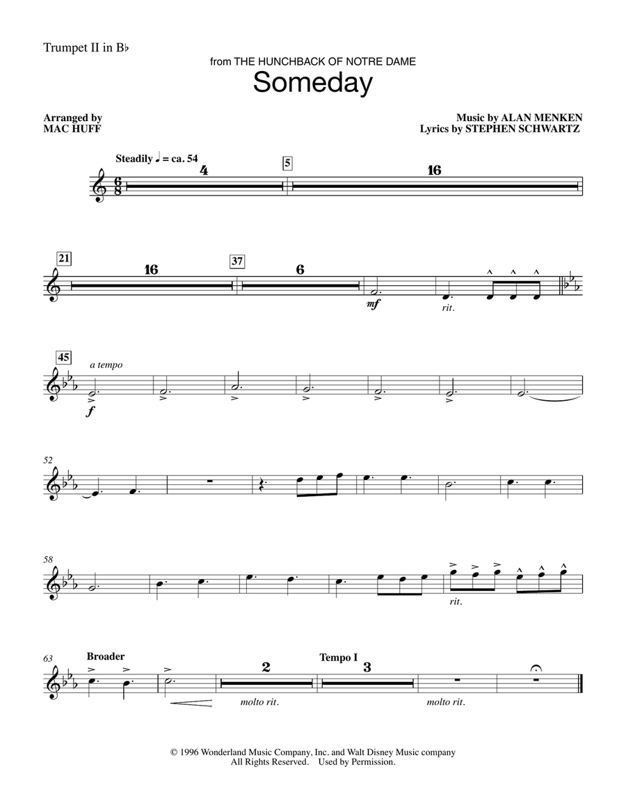 Someday (from The Hunchback Of Notre Dame) (arr. Mac Huff) - Bb Trumpet 2
