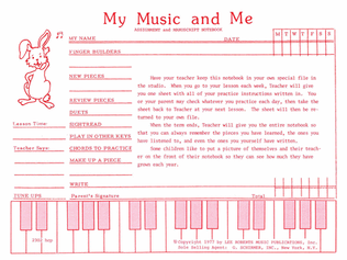 Book cover for Teaching Aids, My Music & Me - Primary Manuscript and Assignment Diary