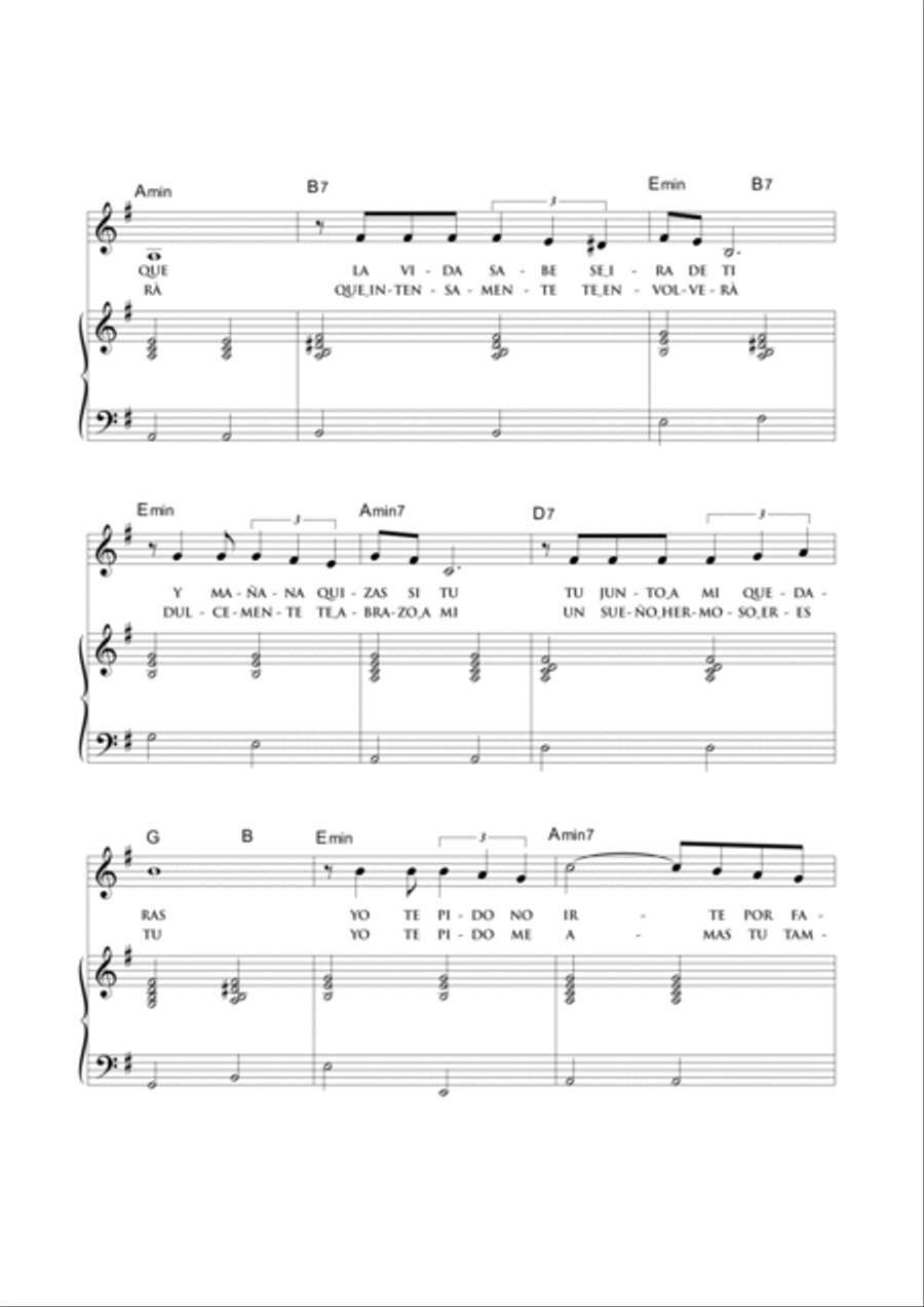 A tu lado yo volverè Piano, Vocal, Guitar scores gallery preview page 2