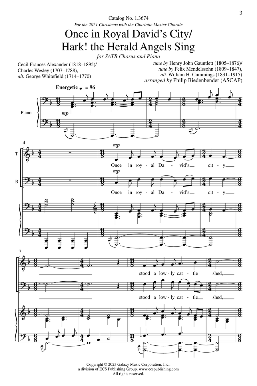 Once in Royal David's City/Hark! The Herald Angels Sing 4-Part scores gallery preview page 3