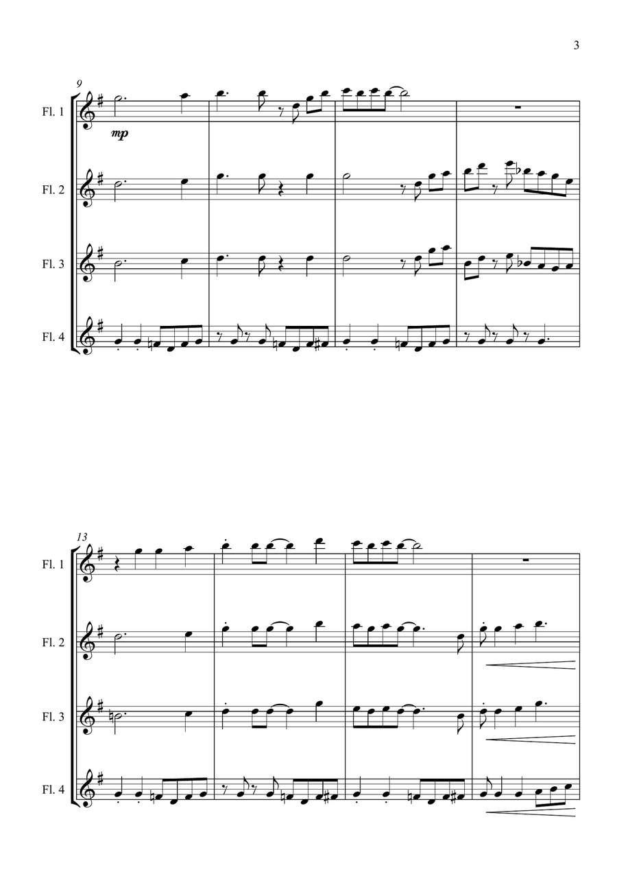 Carol of the Drum - for Flute Quartet Flute Quartet scores gallery preview page 3