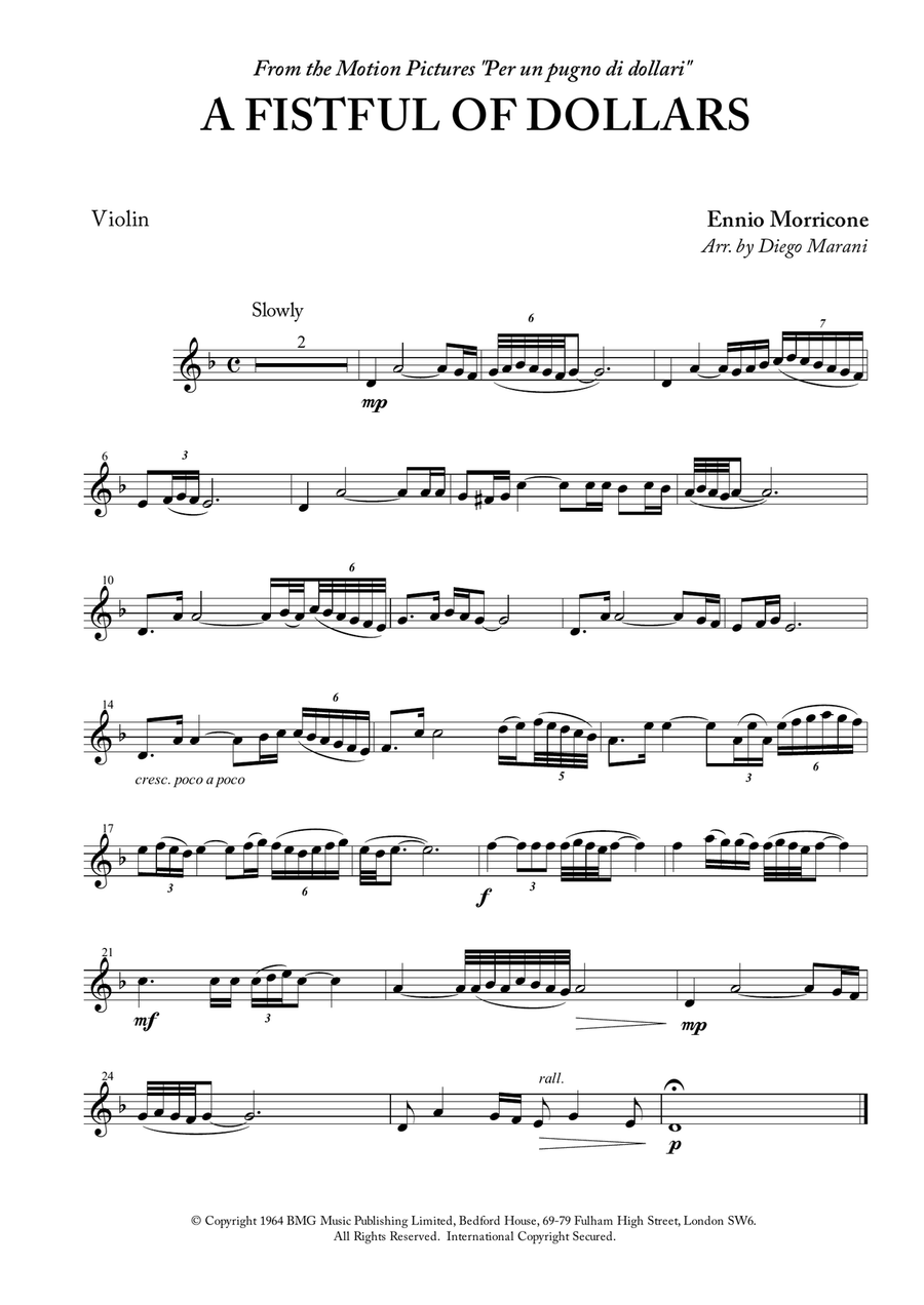 A Fistful Of Dollars Violin Solo scores gallery preview page 1