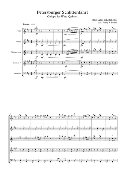 Petersburger Schlittenfahrt (Wind Quintet) - Score image number null