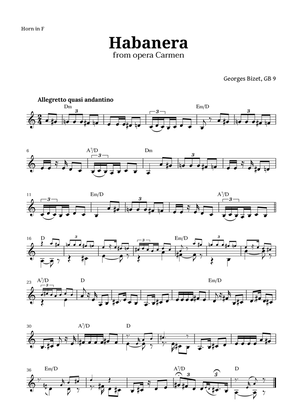 Book cover for Habanera from Carmen by Bizet for French Horn with Chords