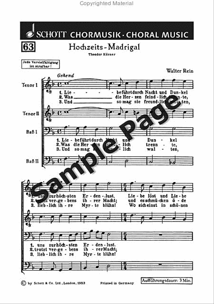 Rein W Hochzeits Madrigal Men's Choir scores gallery preview page 2